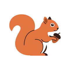 Cute cartoon squirrel holding acorn forest animal illustration wildlife autumn nature vector graphic