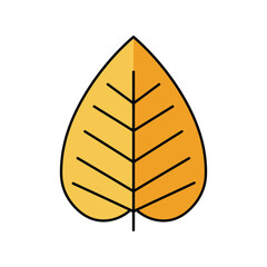 Golden autumn leaf vector illustration fall foliage seasonal plant nature element isolated graphic