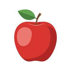 Vibrant red apple vector illustration with green leaf healthy fruit icon isolated graphic