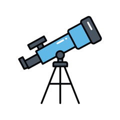 Blue telescope vector illustration astronomy equipment space exploration tool stargazing science icon isolated eps graphic