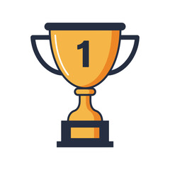 Golden trophy with number 1 award winner champion cup first place prize sports victory icon isolated vector