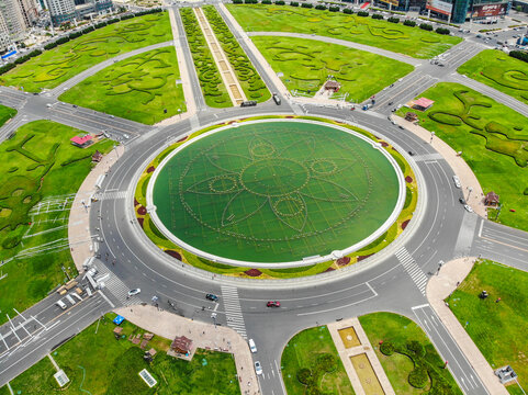Dalian Xinghai Square Urban Scenic Panorama Under Blue Sky