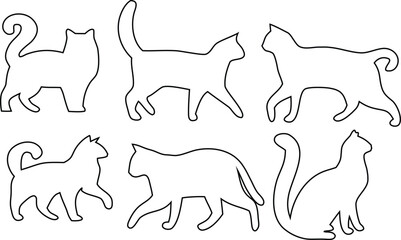 Minimalist cat icon vector pack in outline style – great for logos, web design, and stickers.