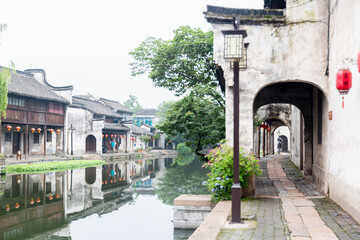 Scenic Hundred-Room Building In Nanxun Ancient Water Town Landscape
