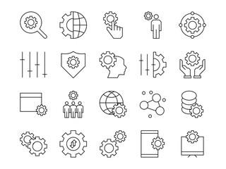 Setting & Setup icon set. Containing Configuration, option, settings, control , and more. editable stroke. vector illustration