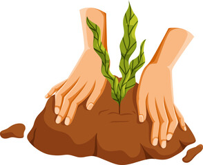 Illustration Go Green of Hands Planting