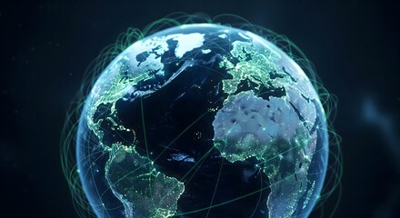 Digital Earth glowing futuristic hologram