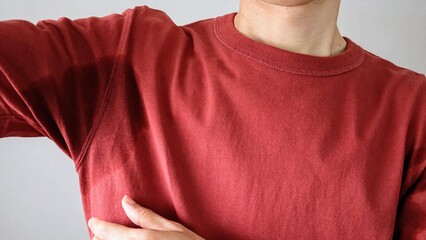 脇の下に汗をかいた人物