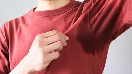 脇の下に汗をかいた人物