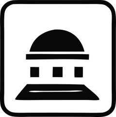Stylized silhouette icon of a classic dome structure with pillars and a pedestal base