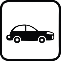 Naklejka premium Simple black silhouette of a sedan car icon with rounded corners on a white background