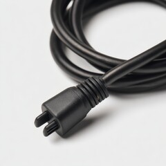 A black cable with a black plug on the end