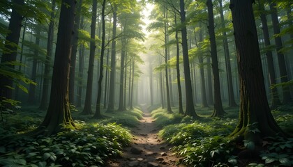 Obraz premium Sustainability net zero carbon negative forest nature Biodiversity Diversity, Generative AI