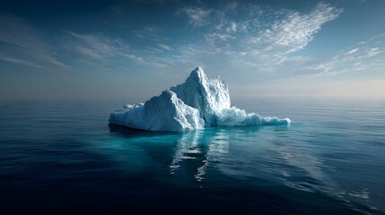 Melting iceberg in ocean, climate change crisis, global warming awareness, environmental pollution, rising sea levels, nature conservation, ecological danger, climate action movement, future 