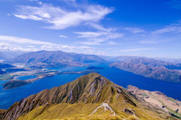 Aerial View Of Mount Roys Peak Summit Overlooking Alpine Lakes and Valleys