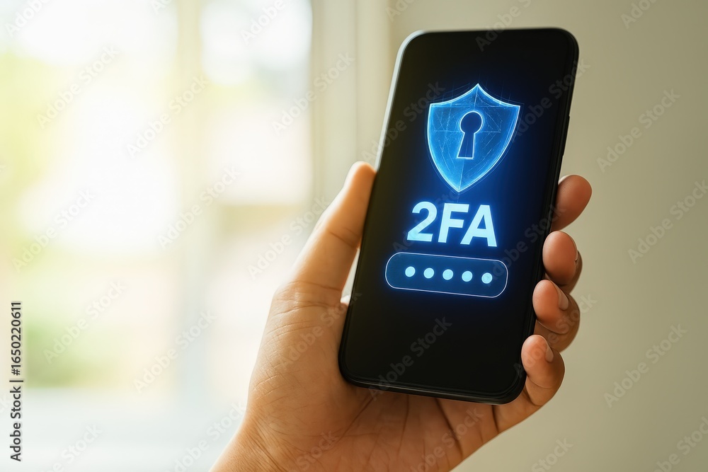 Poster smartphone displaying two-factor authentication.