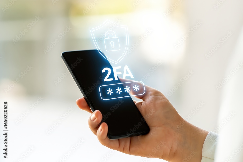 Poster smartphone displaying two-factor authentication.