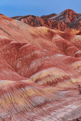 Vibrant Danxia Landform Rock Formations In Zhangye Gansu Scenic Landscape