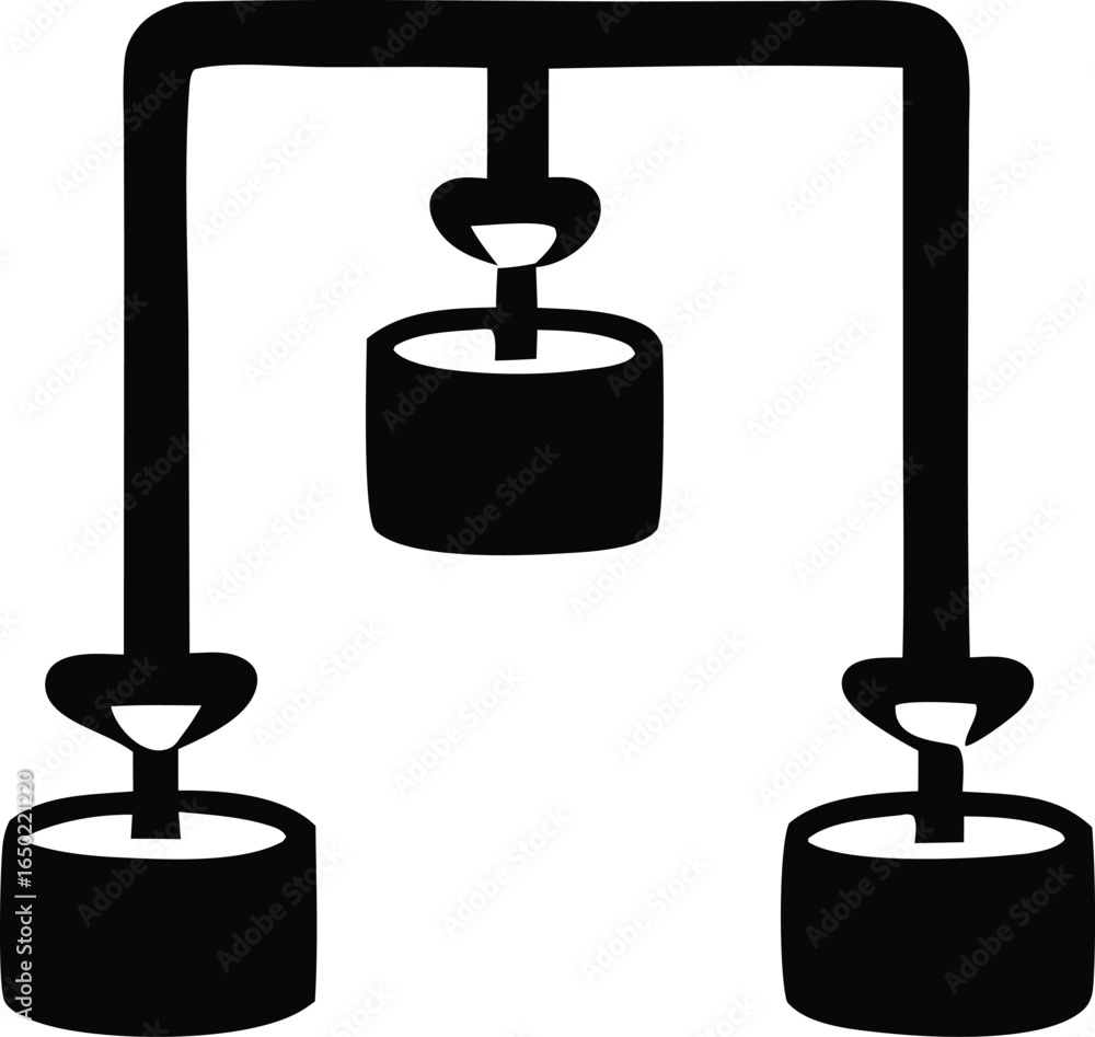 Poster simple illustration of a pulley system with weights demonstrating mechanical advantage and physics p