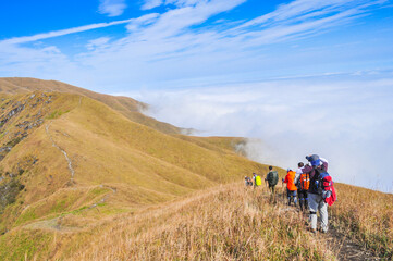 Fototapeta premium High Mountain Trekking Adventure in the Great Outdoors