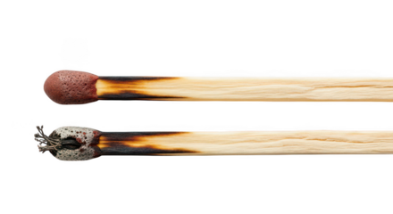 Matches burning isolated on transparent background