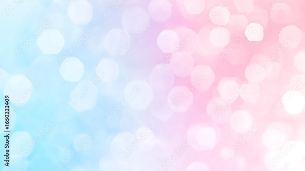Poster abstract pastel blurred background with blue and pink bokeh lights creating a soft and dreamy feel.