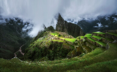 Ancient Machu Picchu Ruins Nestled In The Andes Mountains Of Peru South America