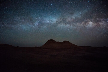 Vast Spectacular Milky Way Starry Sky Over Gobi Desert Plateau In Remote Wilderness Of Asia