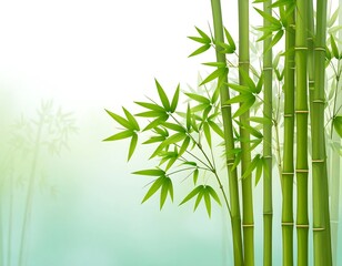 Verdant bamboo stalks and delicate foliage create a serene and natural botanical scene enhancing