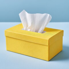 A yellow box with a white tissue inside