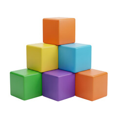 Obraz premium 3d stacked colorful toy block cubes isolated on transparent background