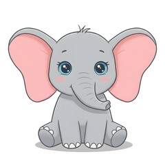 Naklejka premium Adorable cartoon baby elephant sitting