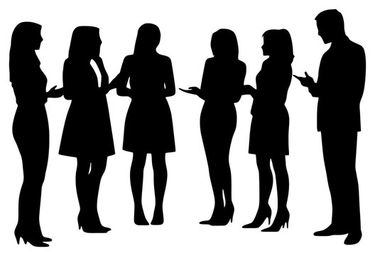 silhouette of group of people standing in a circle talking