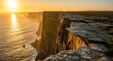 A scenic view of the cliffs of moher at sunset in county clare, ireland