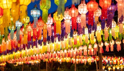 Naklejka premium Colorful lanterns hanging
