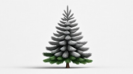 Stylized illustration of a pine tree with green and gray foliage.