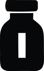 Simple black silhouette of a jar with a rectangular window showing a white interior space