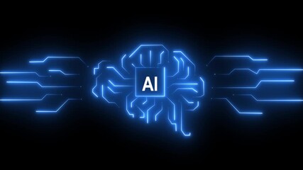 An artificial intelligence brain concept on transparent background. Machine learning, Future digital transformation, Smart business solutions powered by innovation.on black backround 4k video. - Powered by Adobe