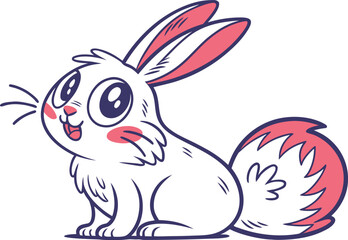 Rabbit Design Illustration. Realistic Rabbit Design for Nature Artwork. Cartoon Rabbit Design for Children Themes. White Rabbit Design Isolated on Background. Wild Rabbit Design for Animal Art Project