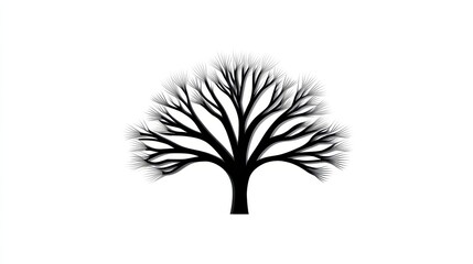 Obraz premium Elegant black tree silhouette with intricate branches and fine details.