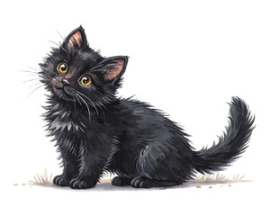 watercolor Black Cat vector illustration isolated on white background © Tanvir Rana