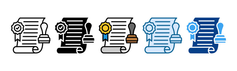 Fototapeta premium Permit Document Icon Set Multiple Style Collection