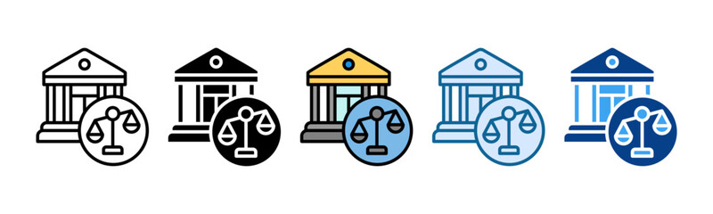 Court Building Icon Set Multiple Style Collection