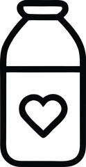 Simple outline icon of a jar with a heart symbol embellishing its front representing love and care