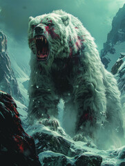 angry huge white bear. Yeti
