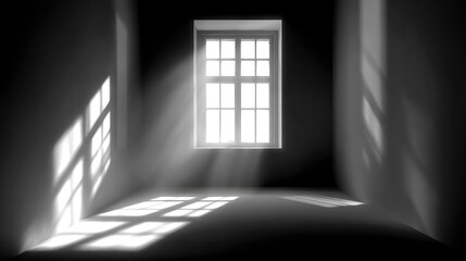 Empty room, sunlit window