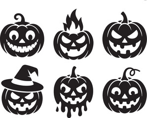 Obraz premium Spooky Halloween pumpkin icons for festive decorations