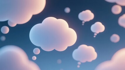 Abstract thought bubbles in a dreamy space, symbolizing creativity and imagination