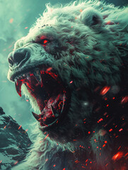 angry huge white bear. Yeti