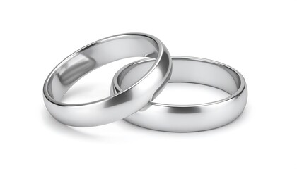 Silver wedding rings with closeup.